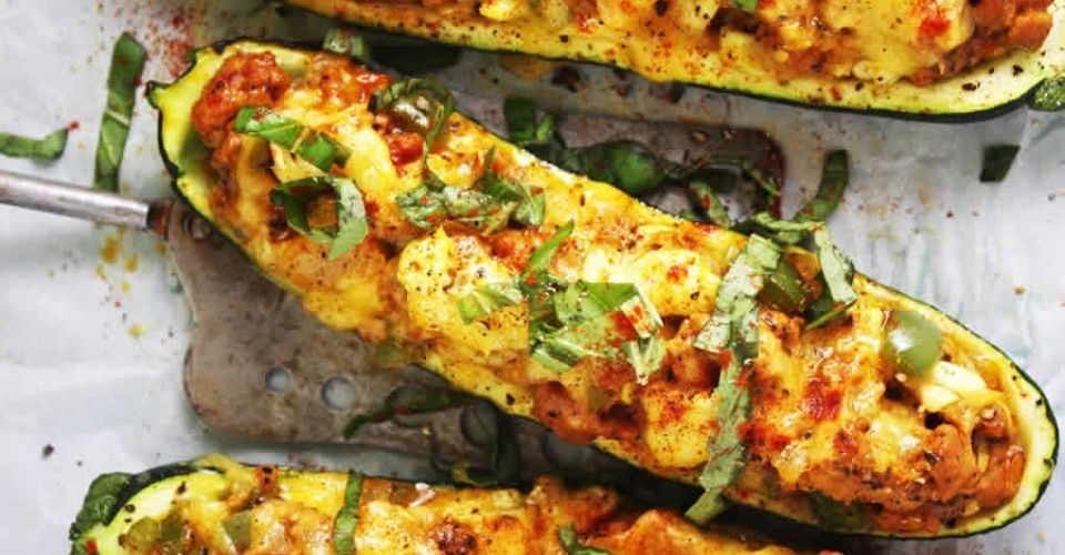 Courgettes farcies au curry